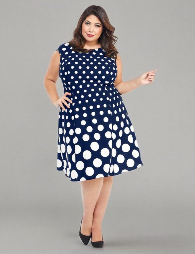 London Times Damen Petite Cap Sleeve Round Neck Fitand Flare Dress Kleid – Bild 2