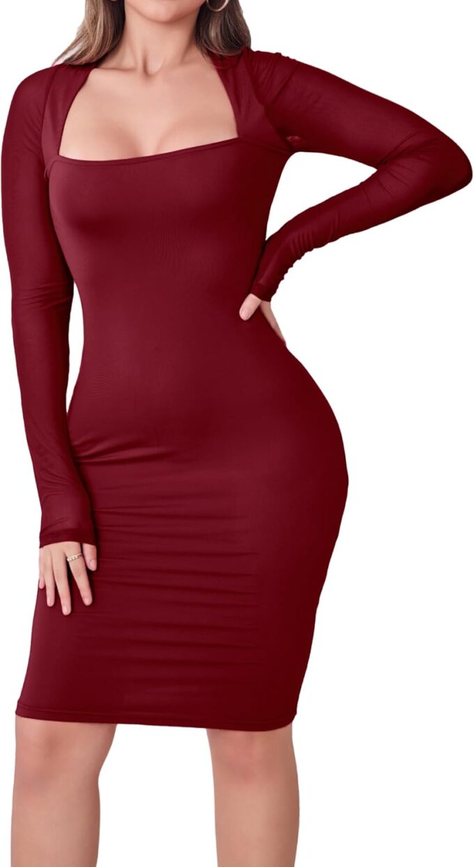 Women's Mesh Long Sleeve Sexy Bodycon Night Out Dresses for Party Club – Bild 4