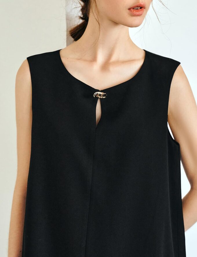 Women's Black Sequined Mini Dress, Round Neck Sleeveless Summer Graduation Party Birthday Nightclub Little Black Dress – Bild 4