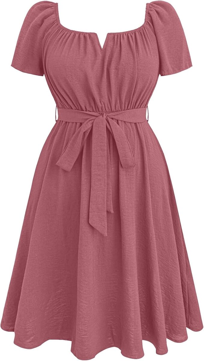 RWJ Plus Size Women Dress V Neck Short Sleeve Mini Formal Wedding Cocktail Party Dresses with Belt