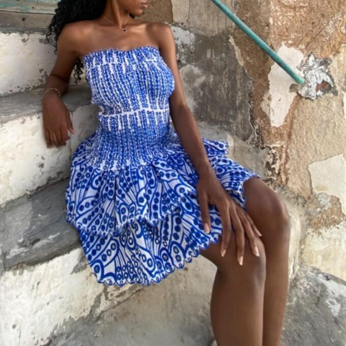 Tube Top Preppy Dress Women Y2k Blue Floral Strapless Mini Dress Vintage Short Going Out Dresses – Bild 6