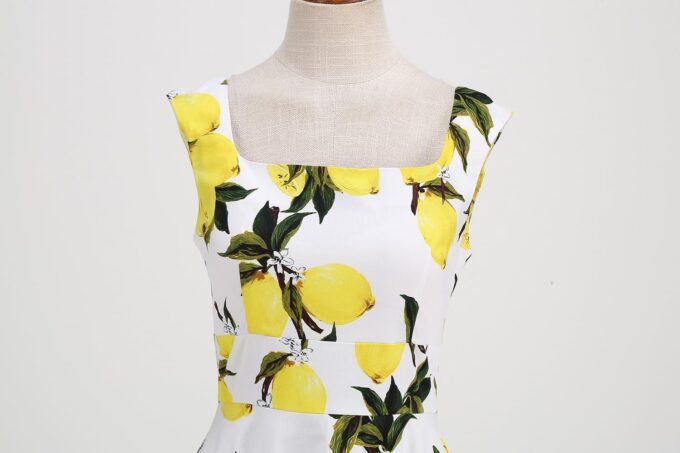 Women Vintage Floral Dress High Waist Cocktail Tea Party Wedding Prom Beach Dress – Bild 3