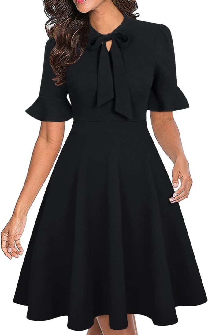 Women Summer Floral Ruffle Sleeve Wear to Work Church Wedding Guest Party Dresses