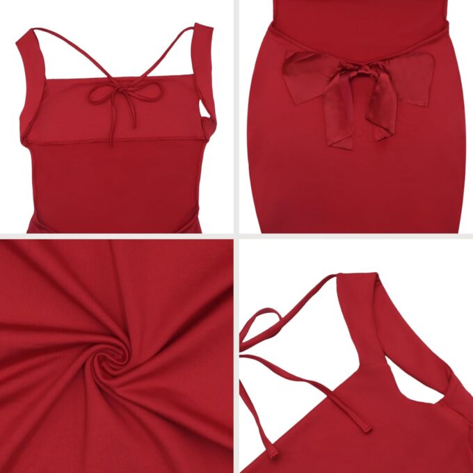 RARITYUS Women’s Elegant Satin Bow Mini Dress Sexy Cowl Neck Backless Wedding Guest Dress Cocktail Party Prom Dresses – Bild 6