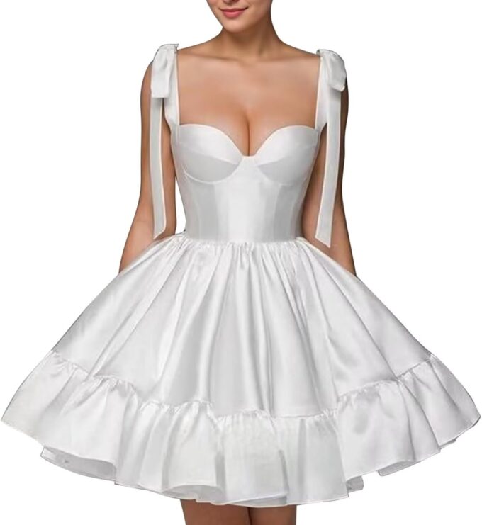 Lindo Novia Satin Homecoming Dresses Short for Teens 2025 A-Line Prom Dress for Women Cocktail Party LNL0726