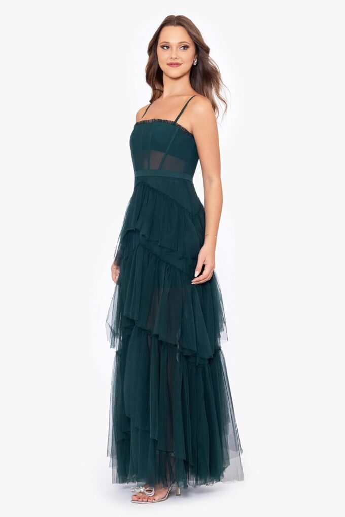 Betsy & Adam Women's Long Mesh Corset Dress – Bild 2