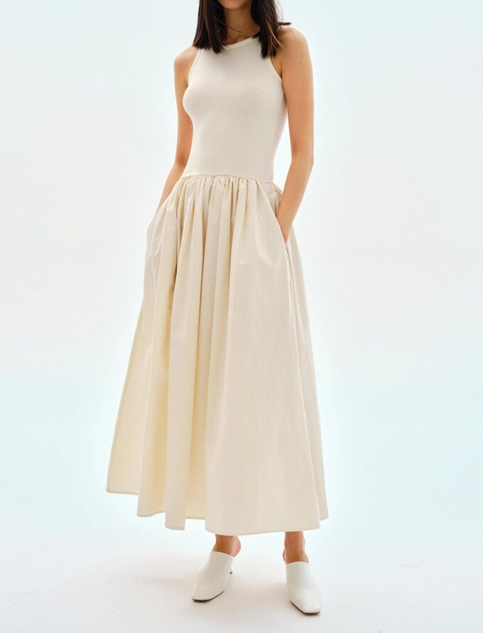 MISSACTIVER Crewneck Sleeveless Maxi Dress for Women Summer Flowy Patchwork Tank Top Long Dresses with Pockets – Bild 6
