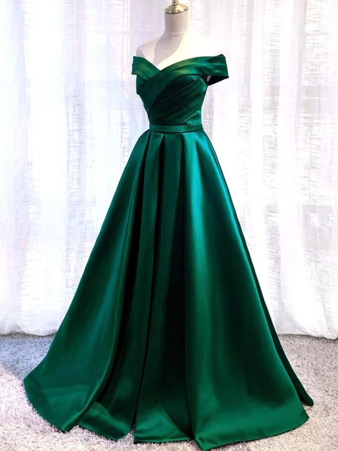 Off The Shoulder Prom Dresses Long with Pockets A Line Formal Evening Ball Gowns Satin Military Party Dress 2025 – Bild 5