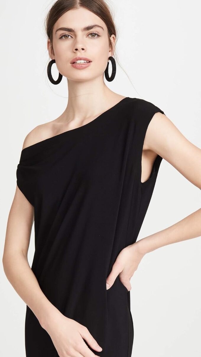 KAMALIKULTURE Damen Drop Shoulder Dress Kleidung, Business/Leger, schwarz, Mittel – Bild 5
