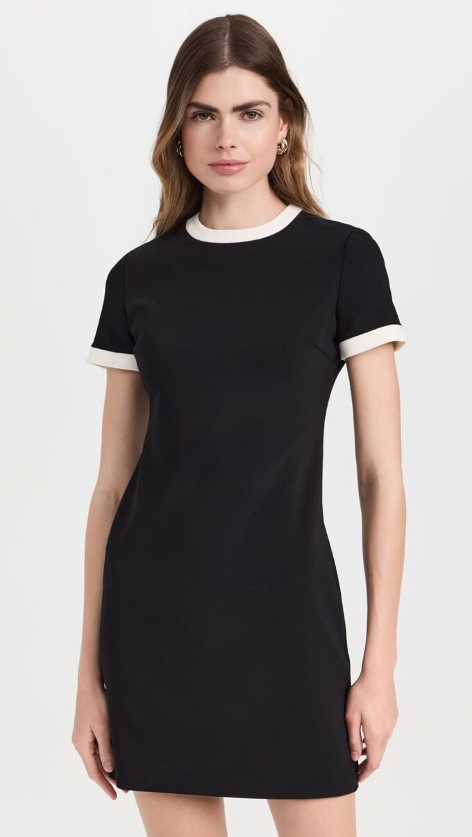 Theory Damen Kurzärmeliges Zweifarbiges Kleid – Bild 2