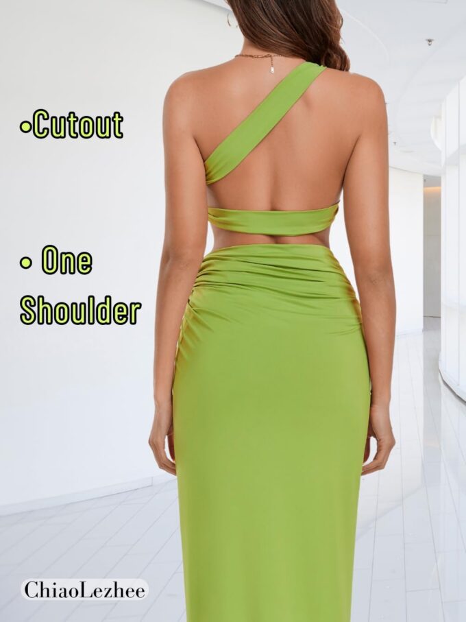2-Piece High Slit Skirt Sets, Sexy Cutout Floor-Length Dress, One-Shoulder Backless, Vacation Outfits for Women – Bild 3