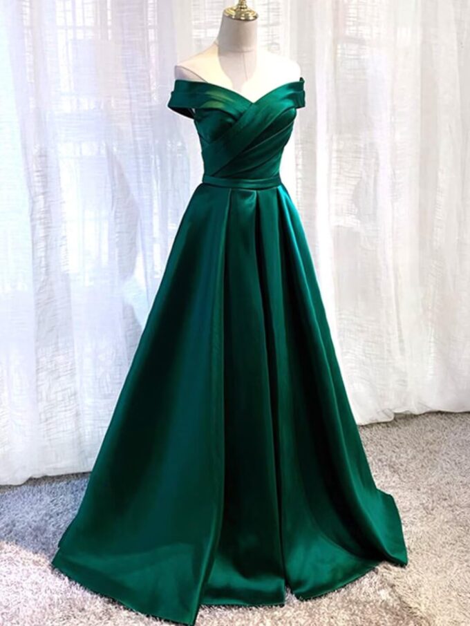 Off The Shoulder Prom Dresses Long with Pockets A Line Formal Evening Ball Gowns Satin Military Party Dress 2025 – Bild 6