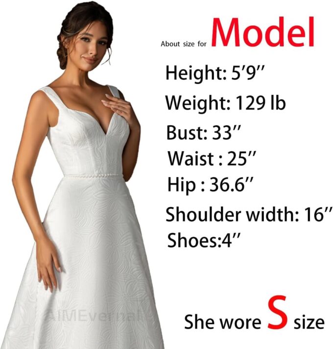 Jacquard Bride Wedding Dress with Pocket,Elegant Royal Style Wedding Gown Back of Adjustable Lightweight Dresses – Bild 5
