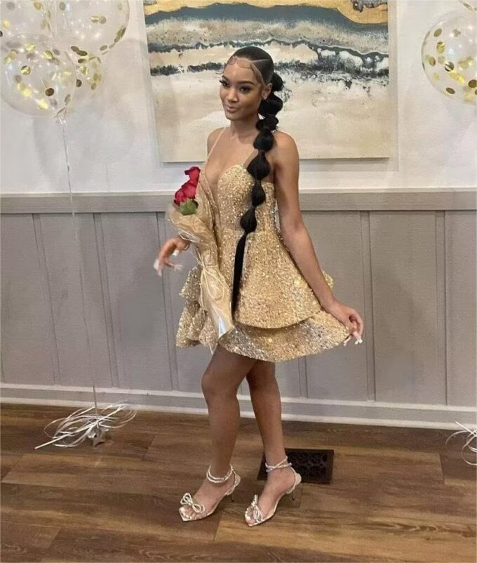 RSOETOO Sequin Short Homecoming Dress for Teen Sparkly Prom Dresses Sweet 16 Photo Shoot Cocktail Gowns RO058 – Bild 4