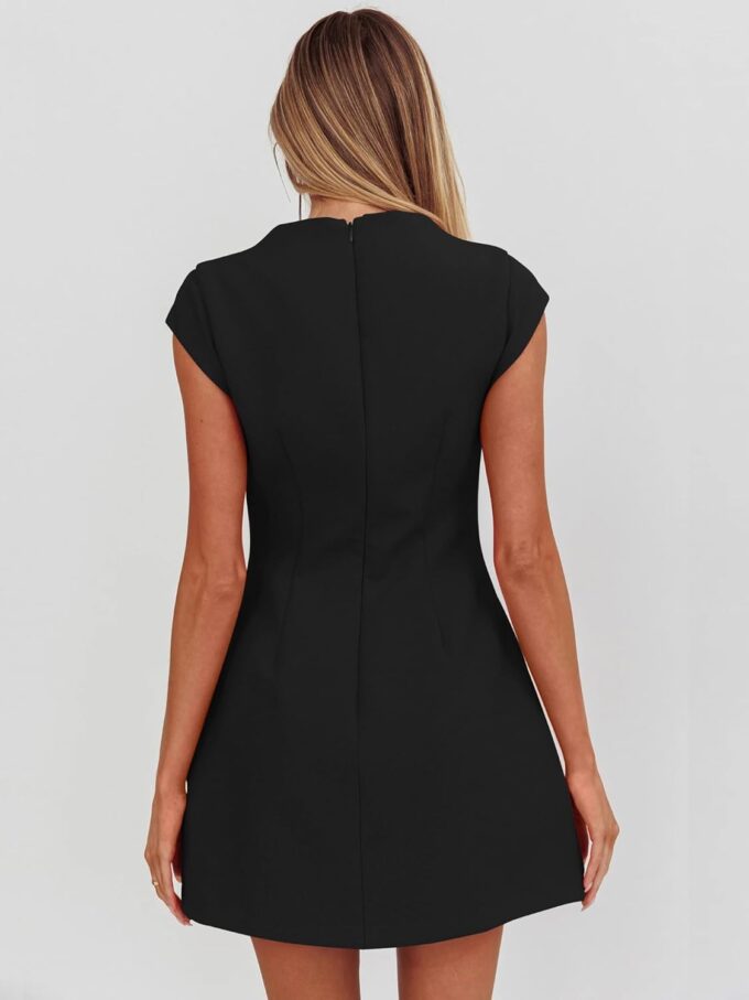 DAAWENXI Women's Sexy Mock Neck Cap Sleeve Mini Dress Summer Bodycon Club Party Dresses – Bild 2
