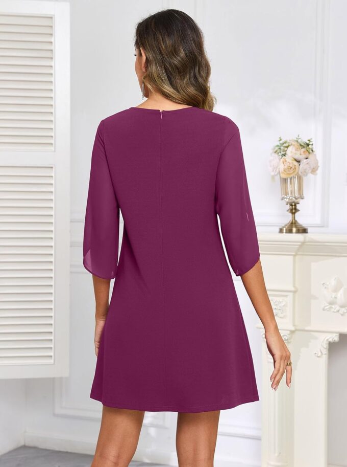 oten Women's 2025 Flutter Sleeve Cocktail Dress Crew Neck Chiffon Formal Wedding Guest Party Dresses – Bild 2