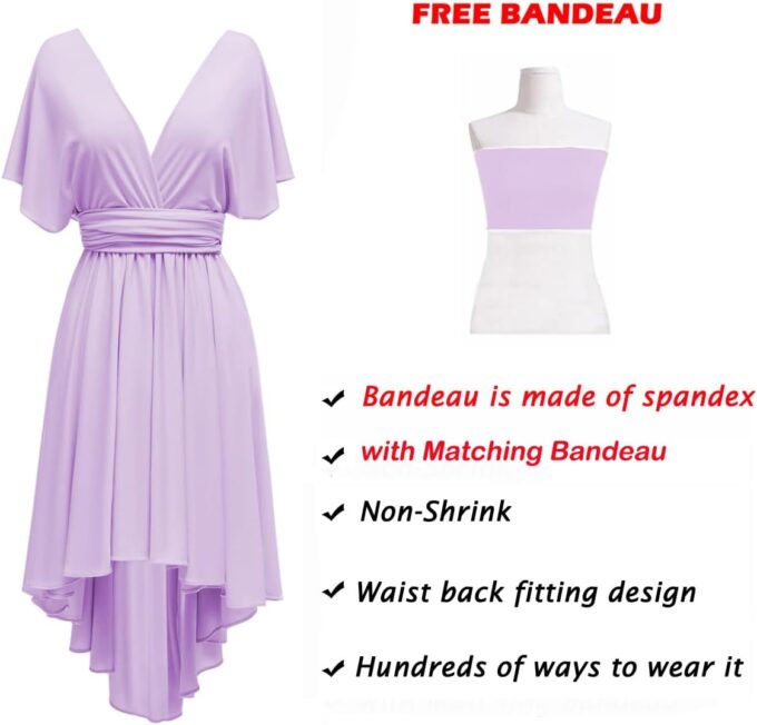 Women's Short Convertible Dress with Bandeau High Low Infinity Bridesmaid Dresses Transformer Prom Dress – Bild 2