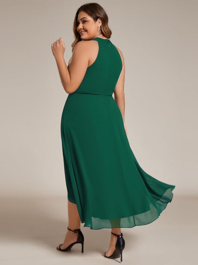 Ever-Pretty Plus Women's Sleeveless Halter A Line Pleated Classy Plus Size High Low Wedding Guest Dresses 31926-DA – Bild 2