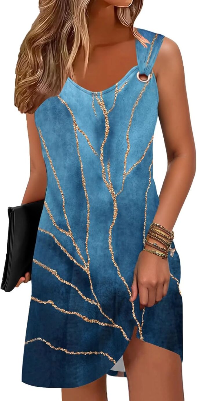 Summer Dresses for Women 2025 Sundresses Sleeveless Beach Swimsuit Cover Ups Spring Casual Loose Tank Tshirt Sun Dress