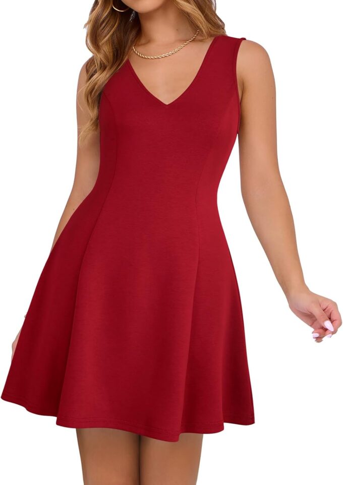 Sureple Womens Cocktail Dresses A-Line Flowy Mini Dress Summer 2025 V Neck Party Vacation Sleeveless Tank Graduation Dresses