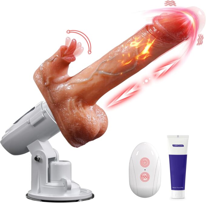 Tagnaff Dildo Vibrator, 8 Stoßfunktion Lecken Vibration für Frauen, Tragbar Sexmaschine Vibratoren, Heizung Sex Spielzeug für die Frau, Vibratorensets für Frauen Klitoris, Anal Dildos Sexspielzeug