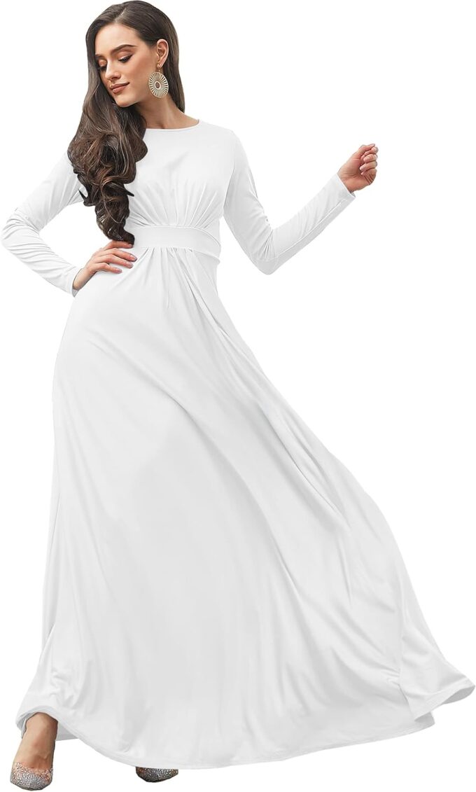 KOH KOH Womens Long Sleeve Flowy Empire Waist Fall Winter Party Gown