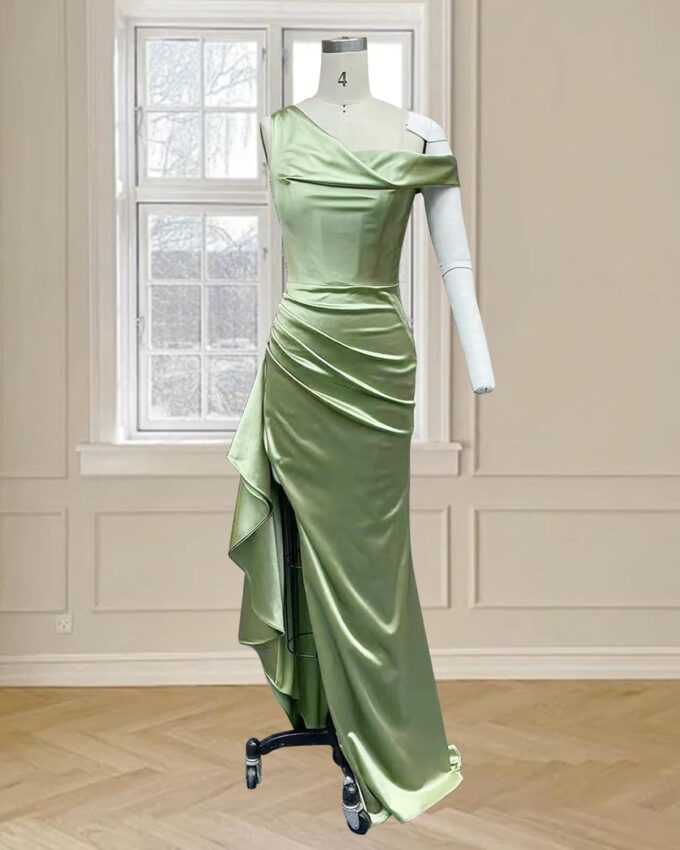 One Shoulder Wedding Guest Dresses for Women Satin Bridesmaid Dresses Elegent Women's Formal Dresses ACE174 – Bild 7