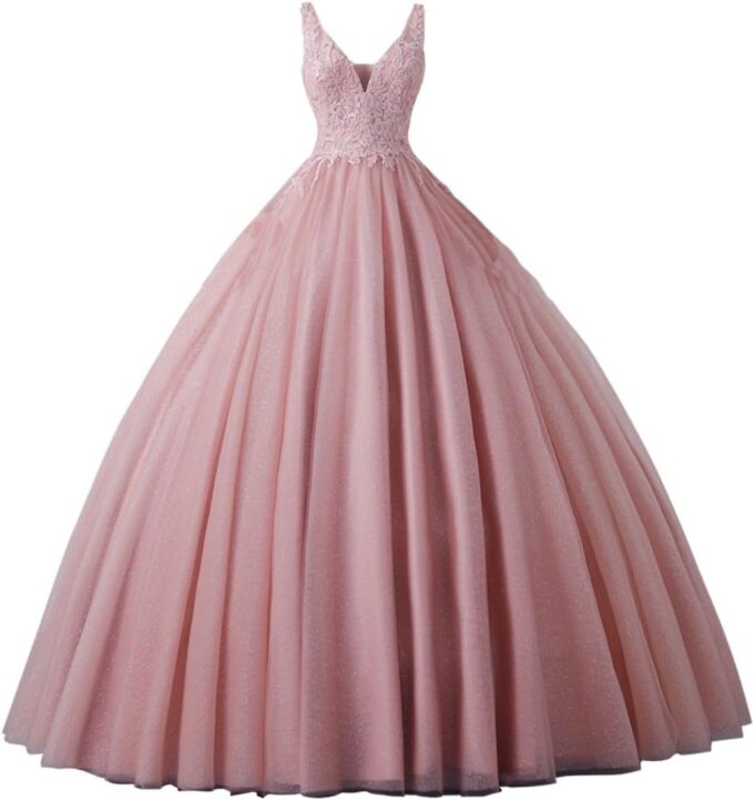 Engerla Women's Beading Sweetheart Ball Gown Tulle Layed Long Quinceanera Dress