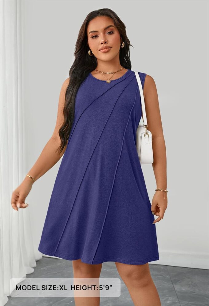 MEROKEETY Women's 2025 Summer Sleeveless Sundress Casual Spring Beach Vacation Crewneck Shift Swing Tank Dress – Bild 6