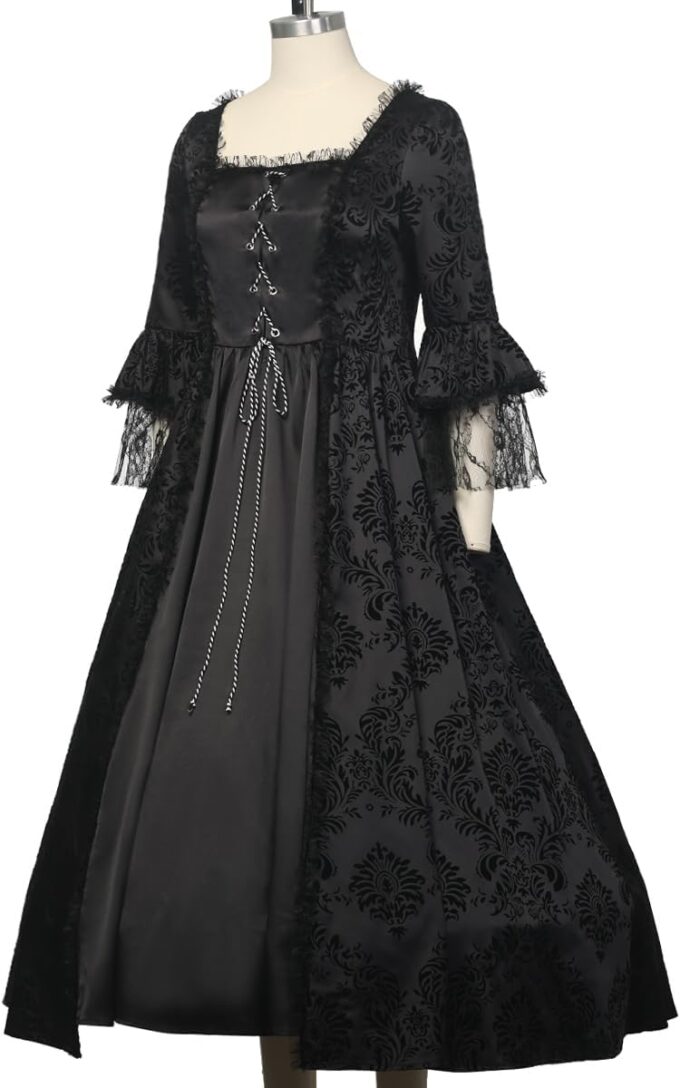 CAMDOM Victorian Dresses for Women Vintage Court Masquerade Dress Medieval Gothic Swinging Evening Gown with Petticoat – Bild 6