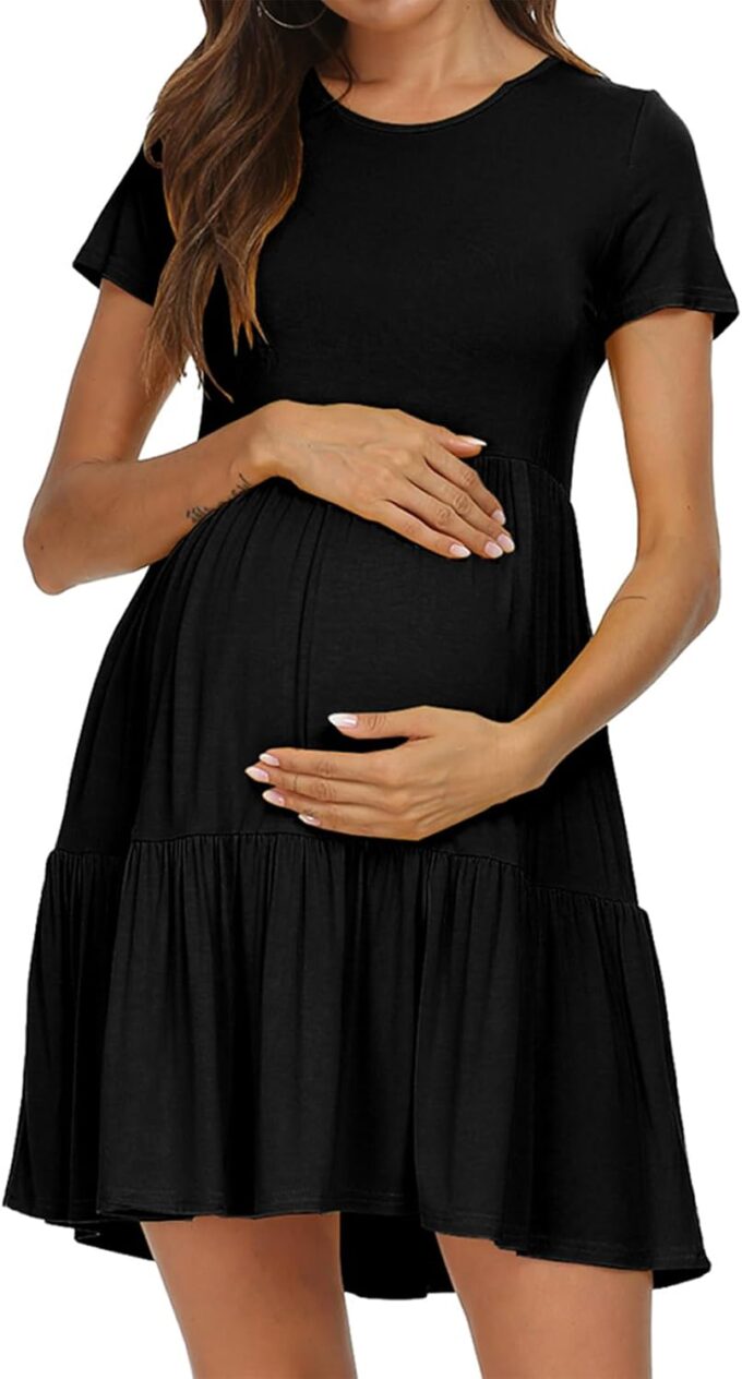 levaca Womens Summer Casual Dresses Beach Coverup Loose Short Sleeve T Shirt Dress 2025 Midi Outfit Sundress – Bild 4