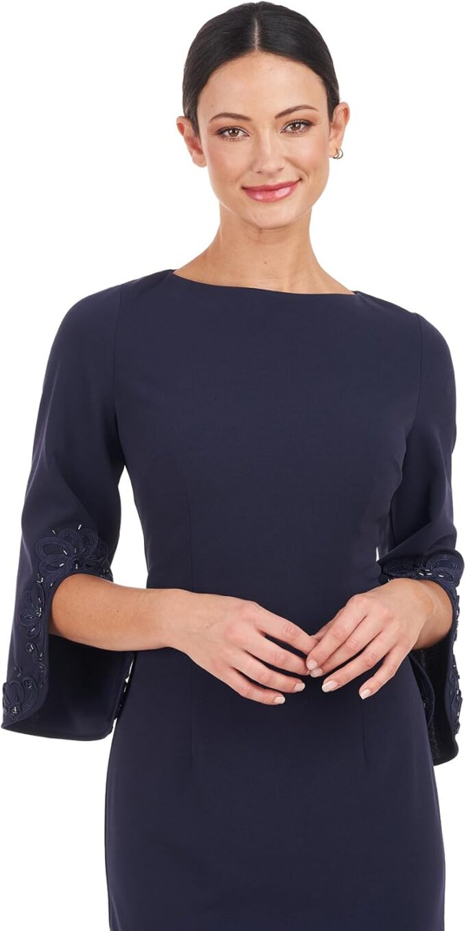 JS Collections Damen Linett Midi-Soutache-ärmel Cocktailkleid – Bild 2