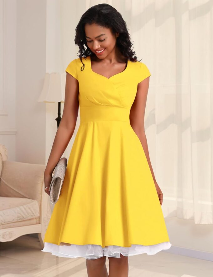 Bbonlinedress Womens 1950s Vintage Summer Cocktail Dress 50s 60s Retro Rockabilly Tea Party Swing Dress – Bild 4