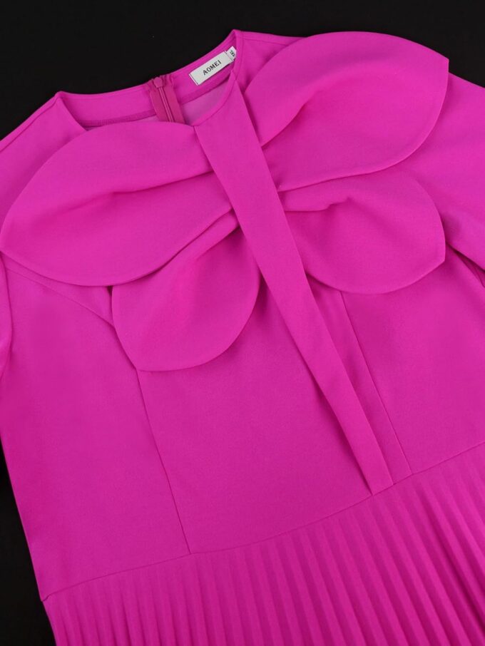 AOMEI Casual Church Dresses for Women 2025 Summer Pleated Short Sleeve Round Neck Dragonfly Spring Maxi Dress – Bild 6