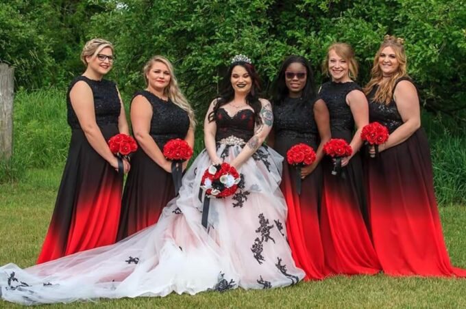Sequins Ombre Prom Homecoming Dresses for Juniors Chiffon Wedding Bridesmaid Dresses A-line Formal Evening Gowns – Bild 4