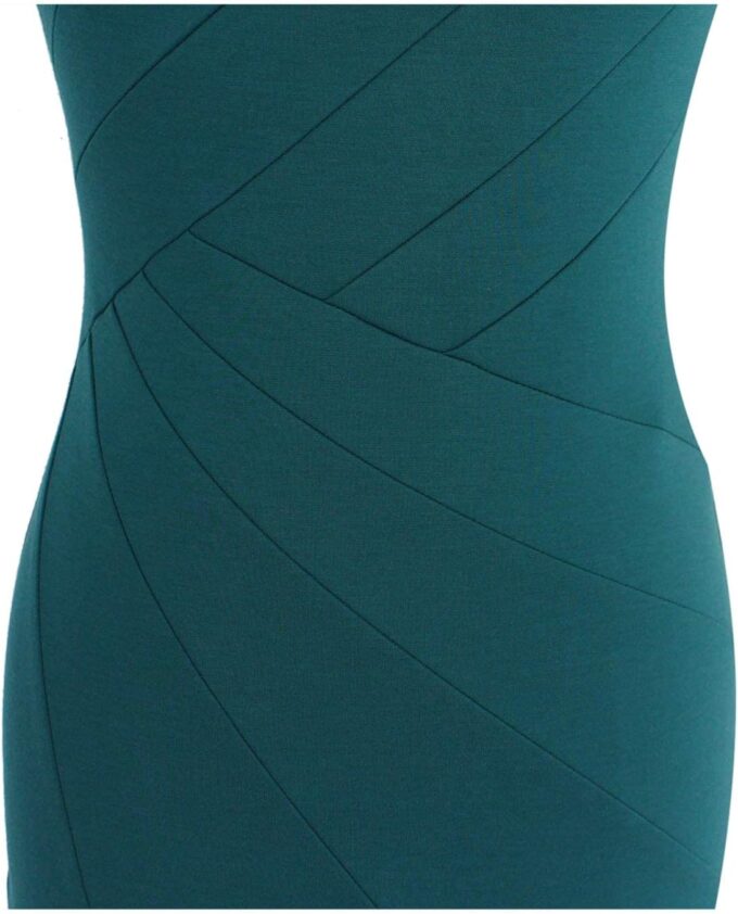 VFSHOW Elegantes Damenkleid mit Rundhalsausschnitt, Patchwork, schmal, für Arbeit, Büro, Bleistiftkleid – Bild 5