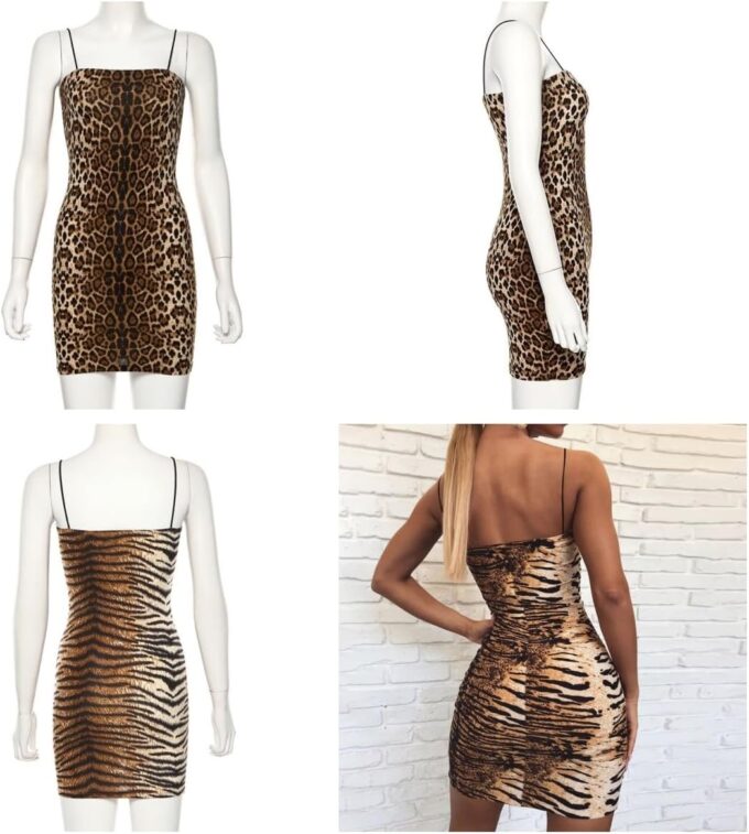 Y2K Sexy Leopard Print Sleeveless Bodycon Going Out Cheetah Print Dress Summer Mini Dress Tiger Print Dress – Bild 2