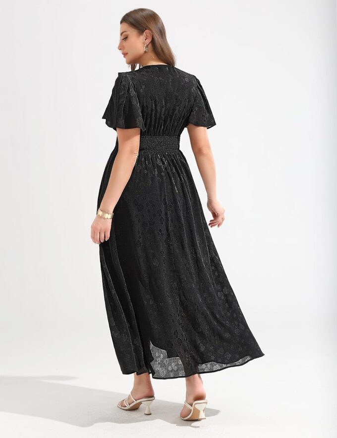 Womens Chiffon Summer Maxi Dress 2025 Boho V Neck Empire Waist Long Flowy Dresses for Wedding Guest – Bild 5