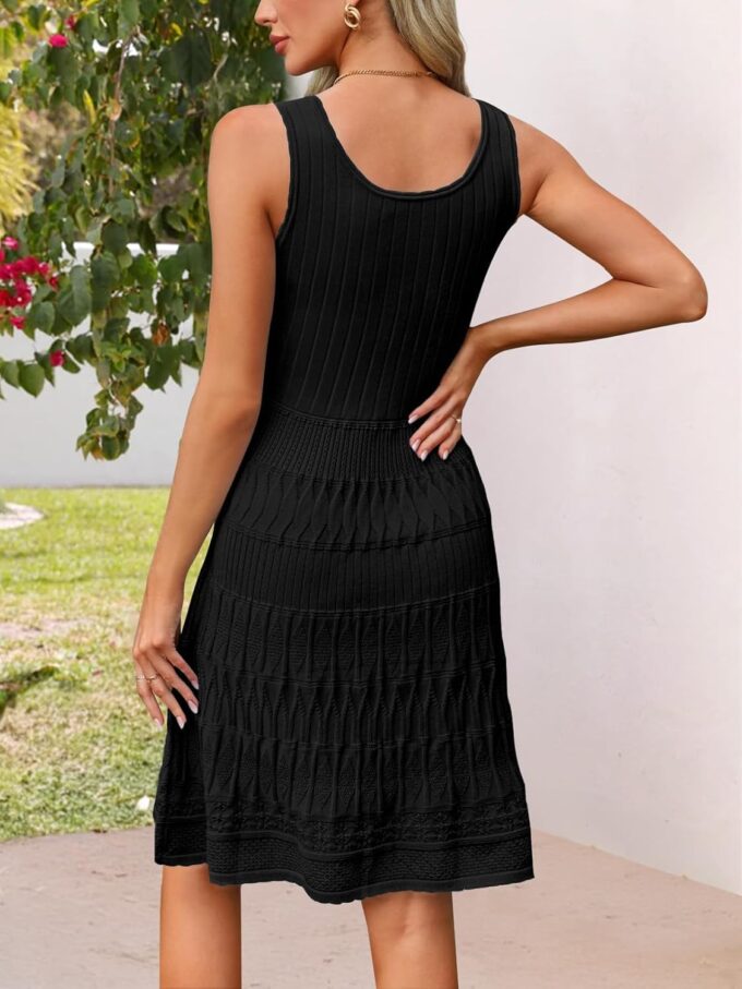 MEROKEETY Women's Summer Sleeveless Mini Dress 2025 Casual Crewneck Crochet A Line Flowy Tank Sundress – Bild 7