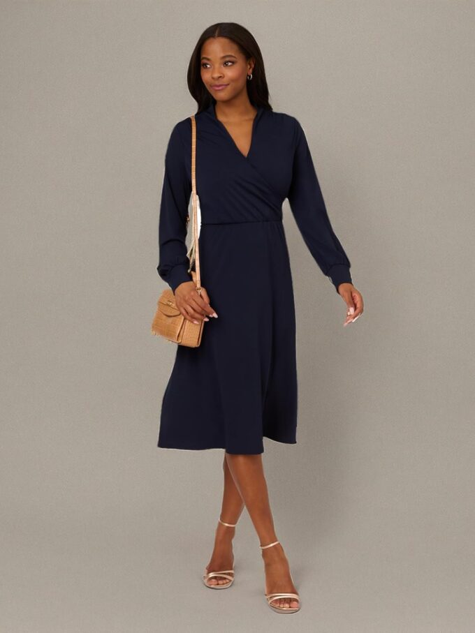 Adrianna Papell Women's Long Sleeve Wrap Midi Dress – Bild 6