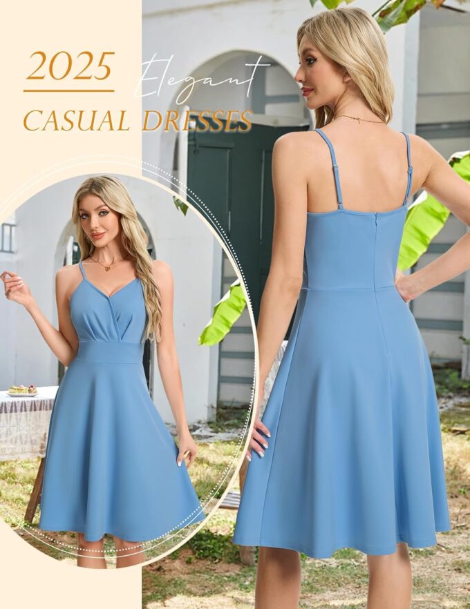 HomRain Women's Cocktail Party Dress V-Neck & Strap Dresses for Women Casual Swing Wedding Guest Dress – Bild 3