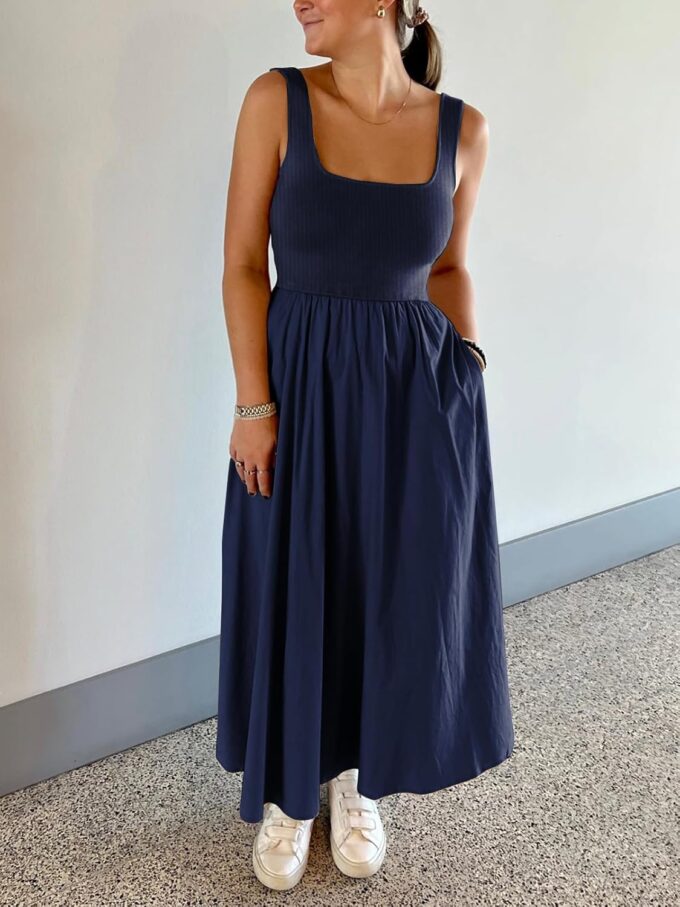 Women's Maxi Dress Summer Sleeveless Swing Sundress Casual Loose Tank Long Dresses with Pockets – Bild 4