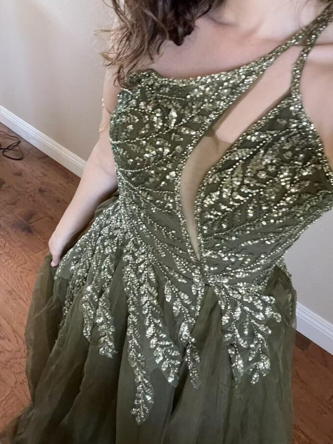 MYDRESS Beading Tulle Prom Dresses 2025 with Pockets Spaghetti Strap Formal Evening Dresses with Slit – Bild 4