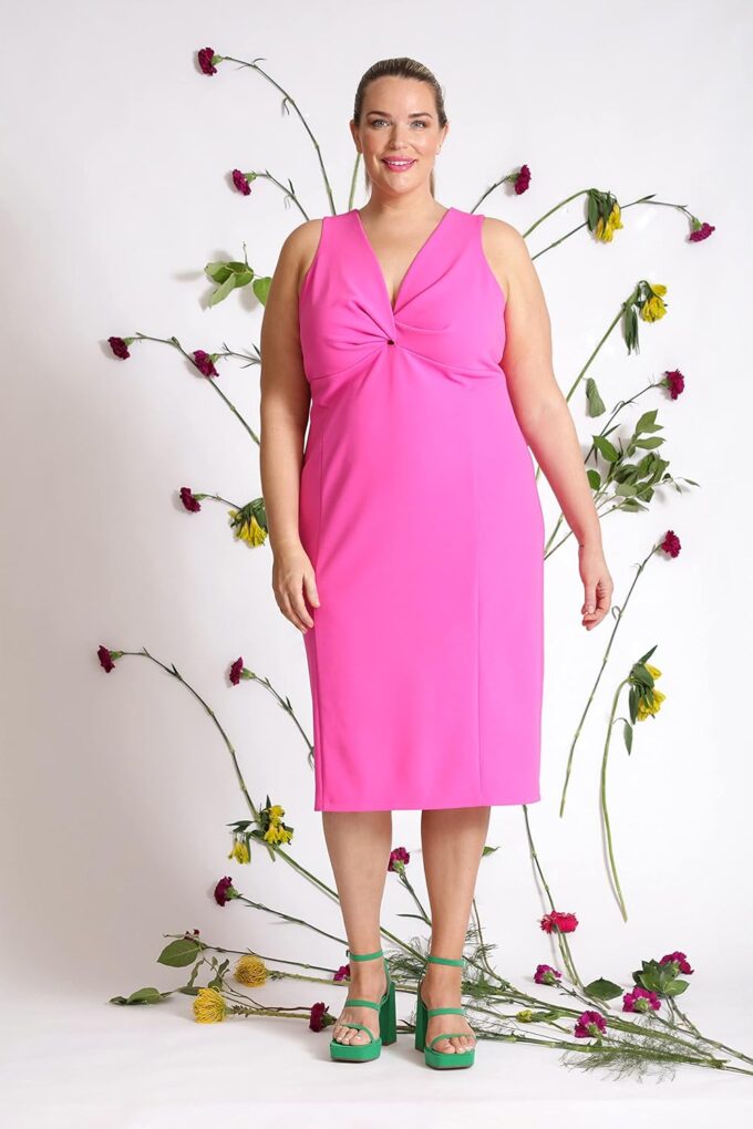 Donna Morgan Damen V-Ausschnitt Schulter Detail Scheide Kleid – Bild 5