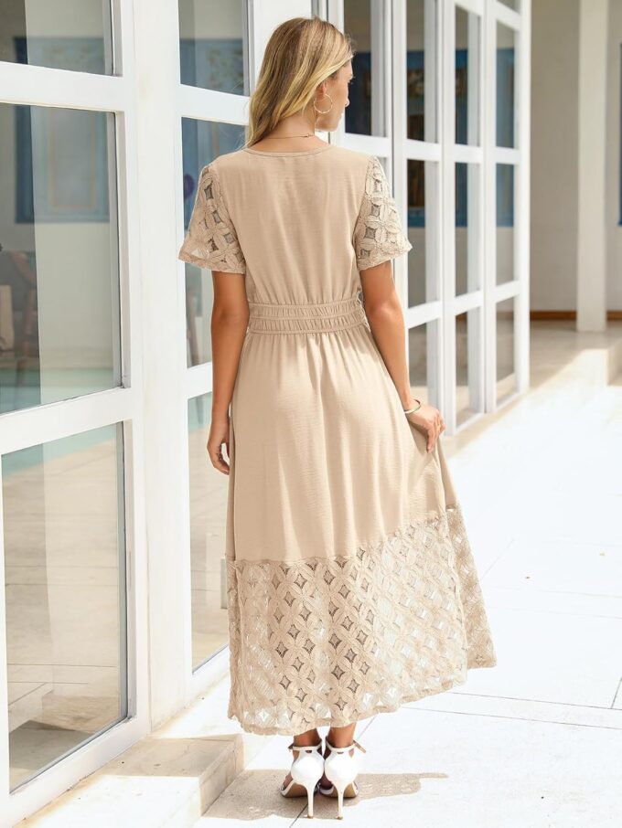 Simplee Womens 2025 Summer Boho Maxi Dress V Neck Empire Waist Long Flowy Dresses with Pockets – Bild 5
