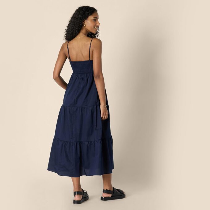 Amazon Essentials Women's Fit and Flare Empire Waisted Cotton Sateen Tiered Maxi Dress – Bild 3