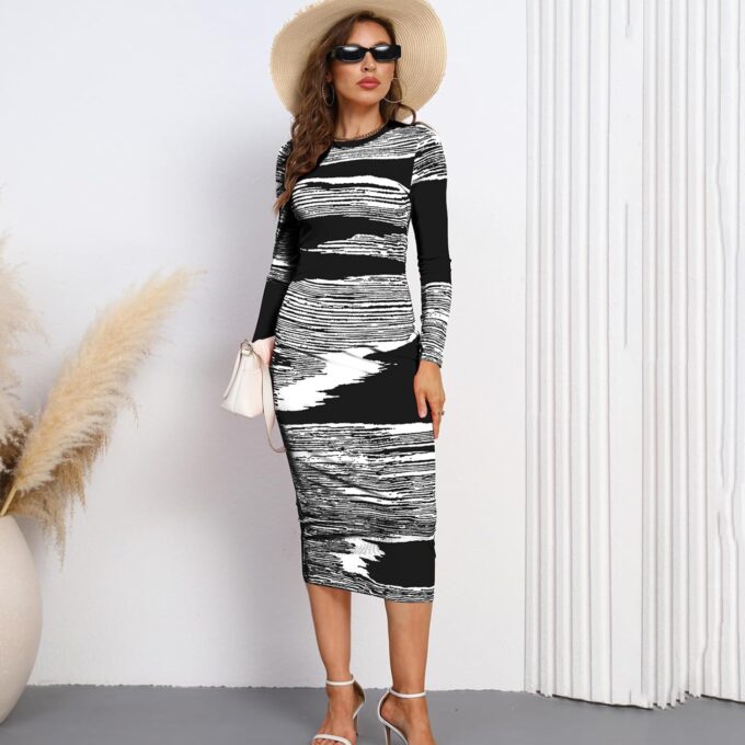 Women's Cocktail Dresses Maxi Bodycon Long Sleeve Wedding Guest Beach Summer Dress for Women – Bild 5