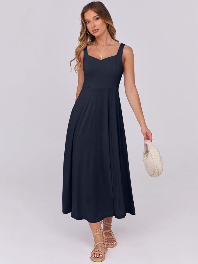 ANRABESS Women Summer Casual Dress Sleeveless Smocked Back Tank Midi Dresses 2025 Beach Vacation Sundress with Pockets – Bild 4