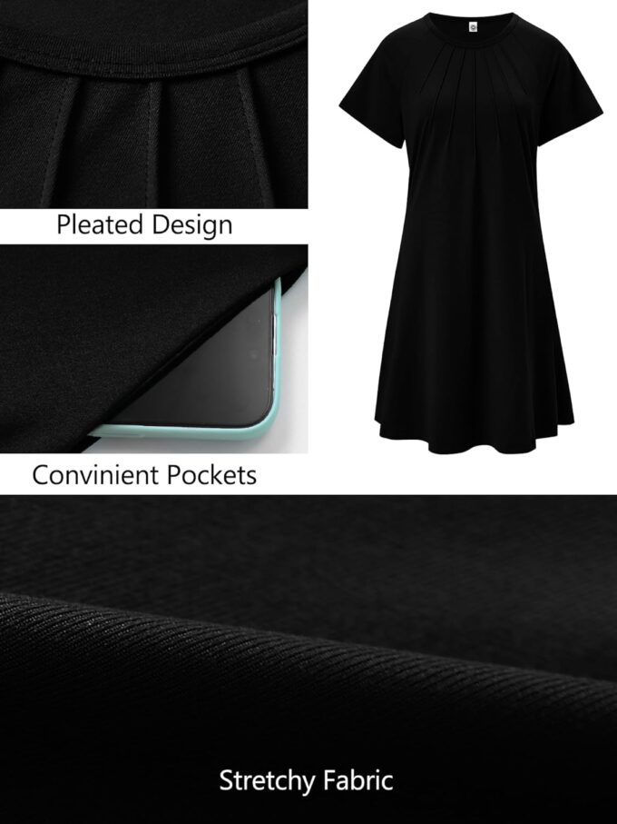 Heymoments Women's Summer Short Sleeve Crew Neck Midi Dresses Casual T-Shirt Sundress with Pockets – Bild 2