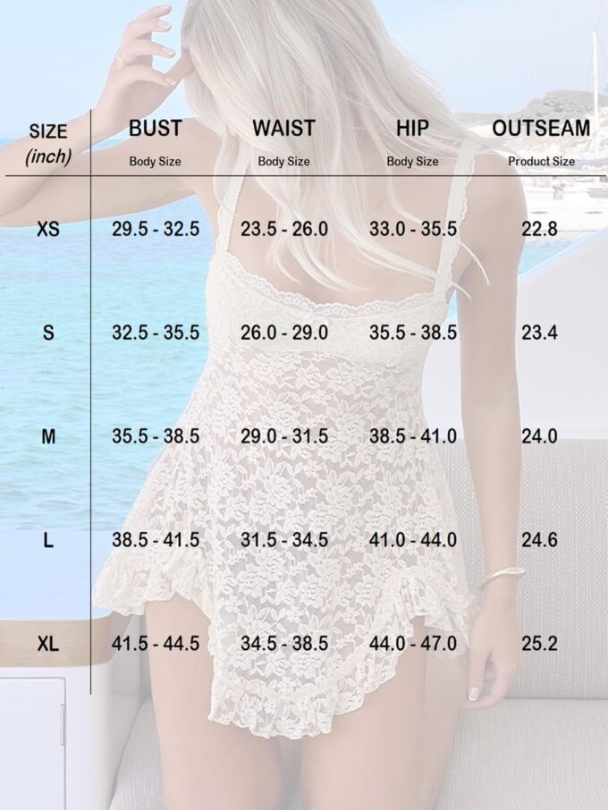 Women Lace Mini Dress See Through Coquette Rave Concert Club Party Going Out Sun Dresses Babydoll Lingerie Slip Dress – Bild 7